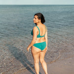 Grøn plunge bikini top til kvinder